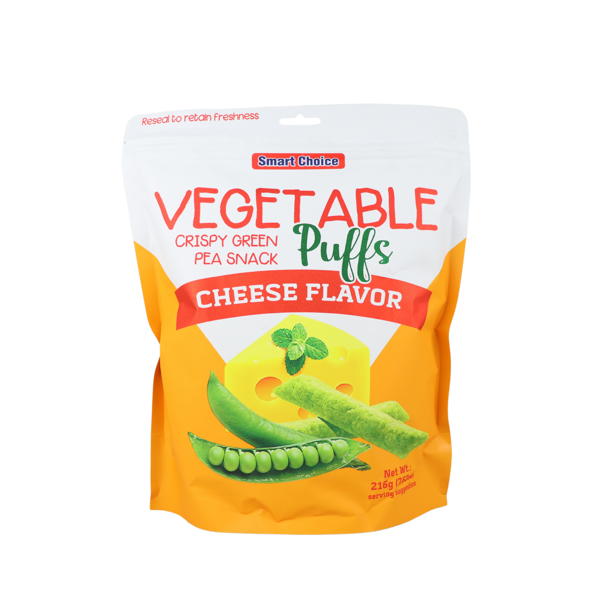 Smart Choice Vegetable Crispy Green Pea Snack Puffs Cheese Flavor 216g